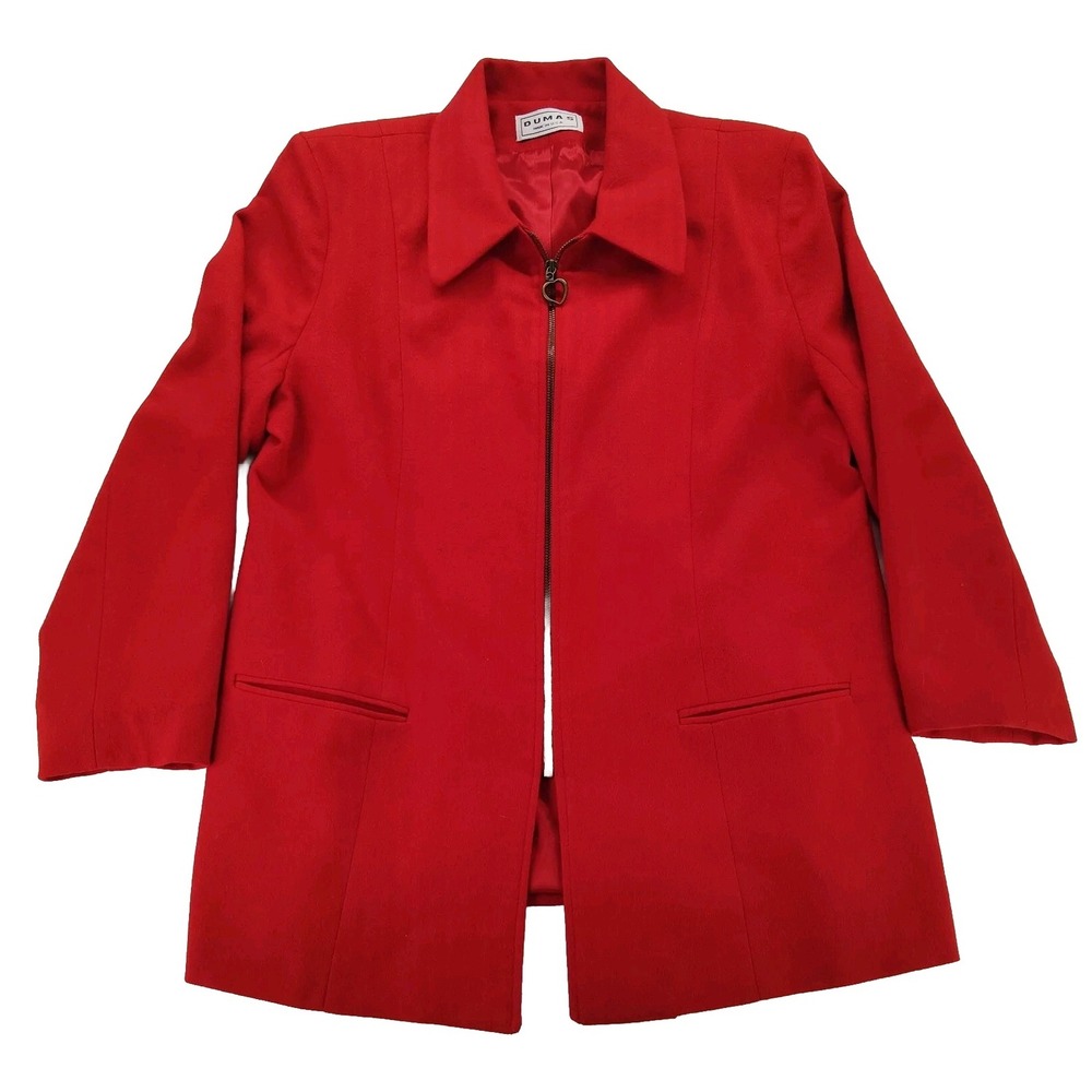 Vintage Dumas Red 100% Wool Long Sleeve Full Zip Jacket Women's  12? No Size Tag
